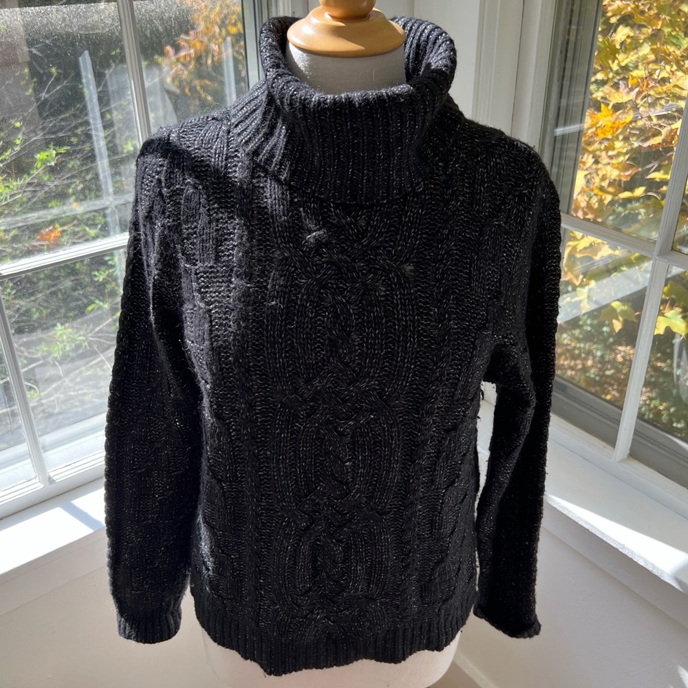 LAUREN JEANS cable knit turtleneck marled yarn - Picture 2 of 8